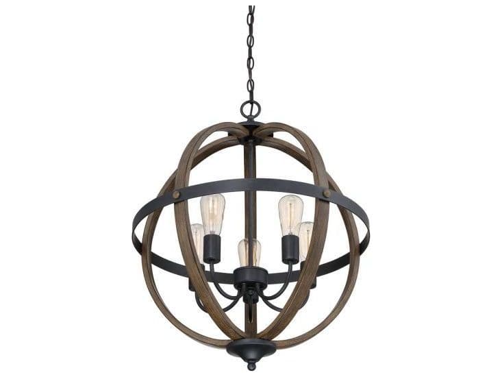 Savoy House Meridian 5-Light Wood Black Brown Pendant