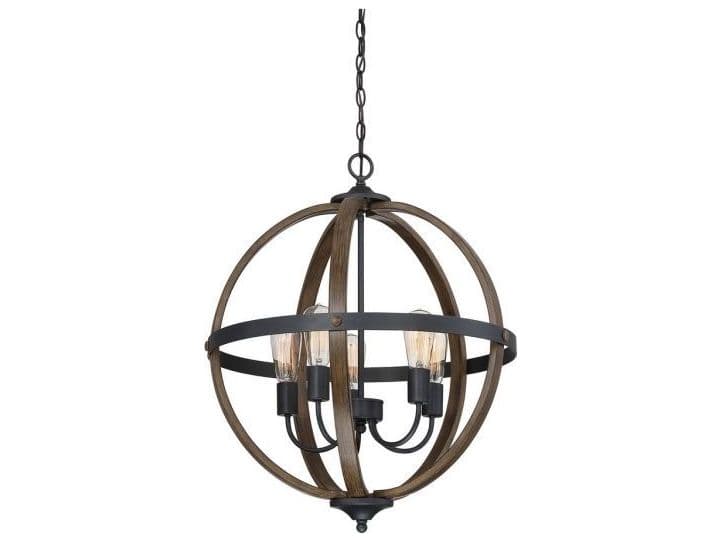 Savoy House Meridian 5-Light Wood Black Brown Pendant