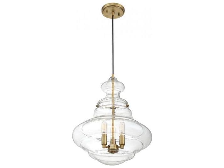 Savoy House Meridian 3-Light Natural Brass Glass Geometric Pendant