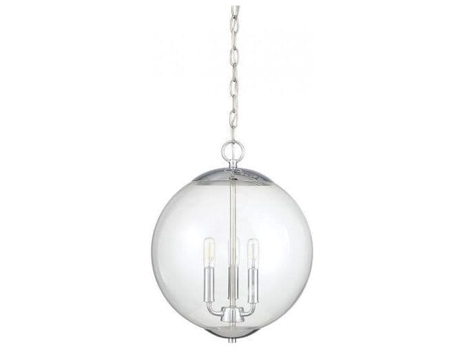 Savoy House Meridian 3-Light Chrome Globe Pendant