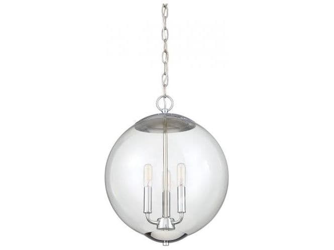 Savoy House Meridian 3-Light Chrome Globe Pendant