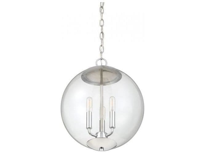 Savoy House Meridian 3-Light Chrome Globe Pendant