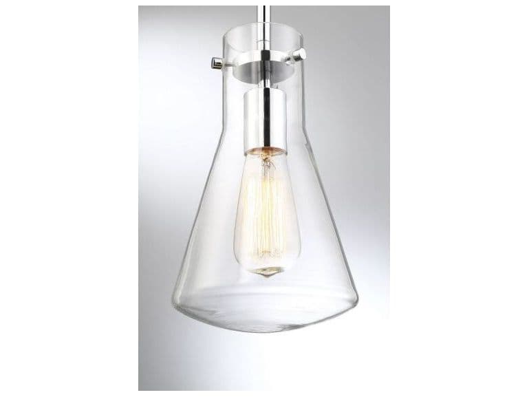 Savoy House Meridian 1-Light Chrome Glass Globe Geometric Mini Pendant