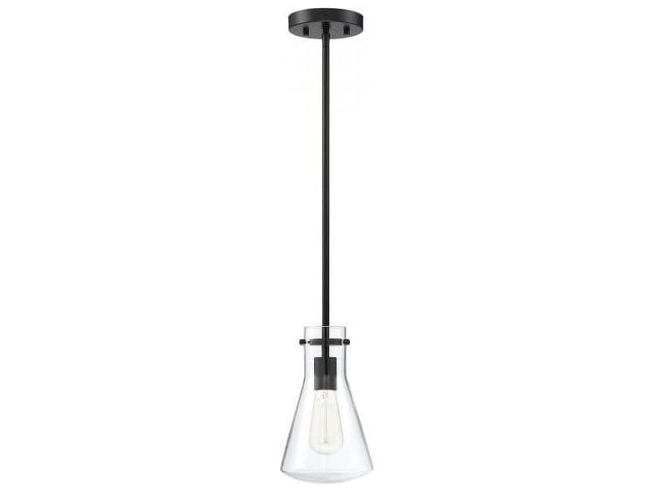 Savoy House Meridian 1-Light Matte Black Glass Geometric Mini Pendant