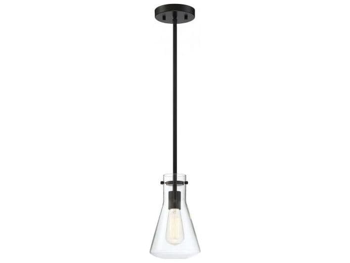 Savoy House Meridian 1-Light Matte Black Glass Geometric Mini Pendant
