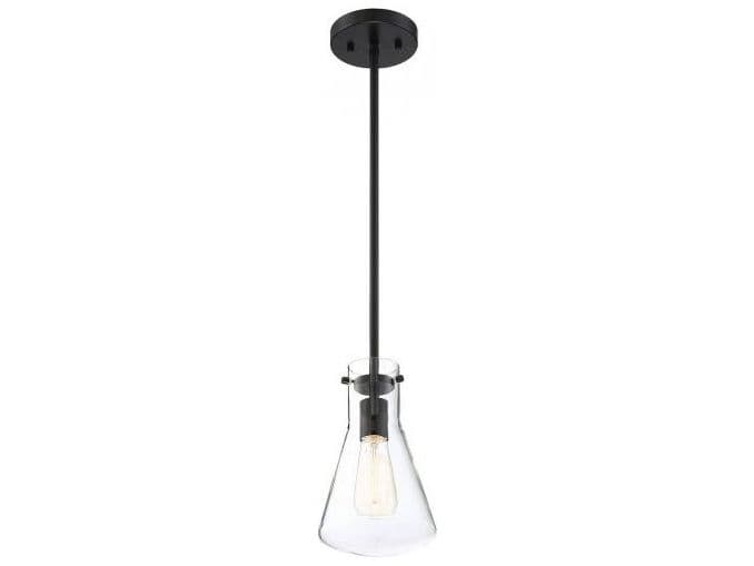 Savoy House Meridian 1-Light Matte Black Glass Geometric Mini Pendant