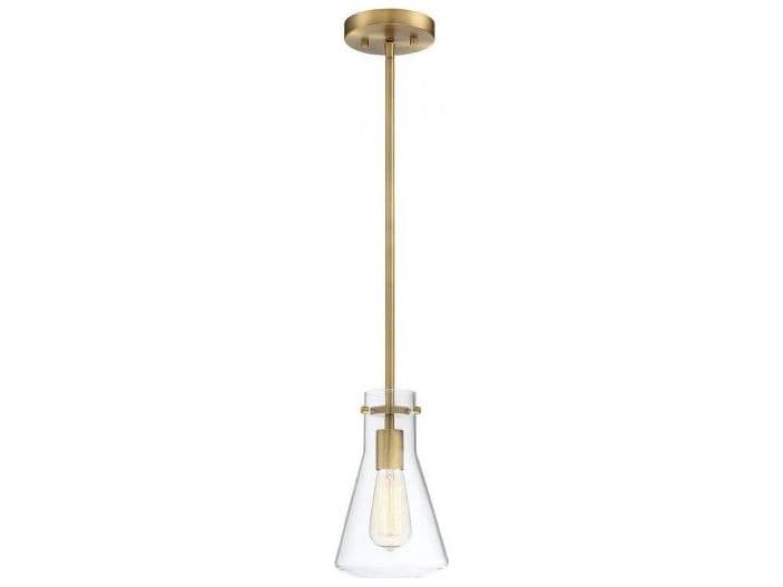Savoy House Meridian 1-Light Natural Brass Glass Geometric Mini Pendant