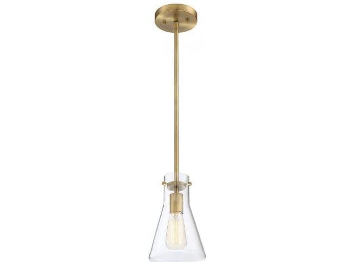 Savoy House Meridian 1-Light Natural Brass Glass Geometric Mini Pendant