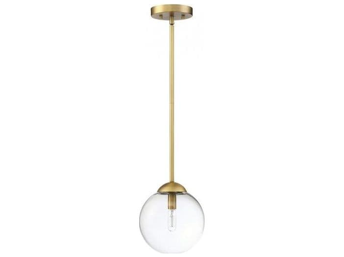 Savoy House Meridian 1-Light Natural Brass Glass Globe Mini Pendant