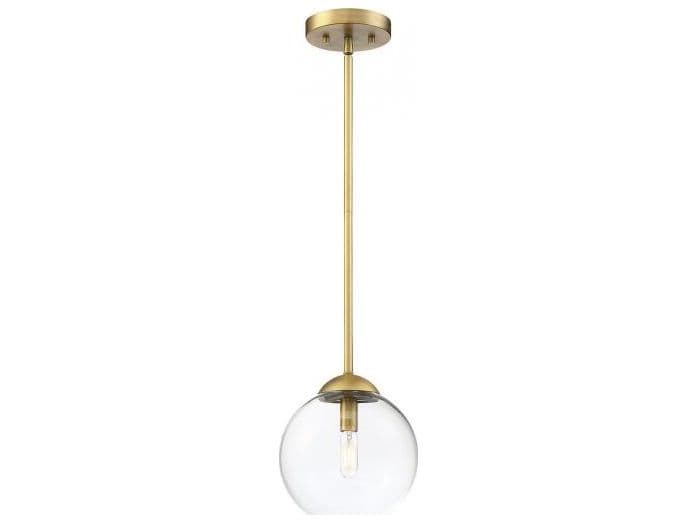Savoy House Meridian 1-Light Natural Brass Glass Globe Mini Pendant