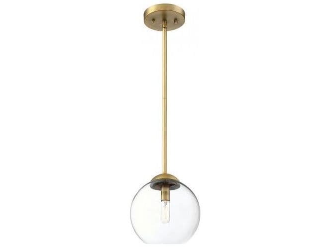 Savoy House Meridian 1-Light Natural Brass Glass Globe Mini Pendant