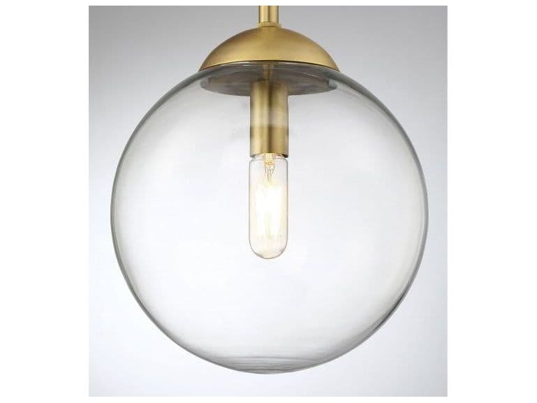 Savoy House Meridian 1-Light Natural Brass Glass Globe Mini Pendant