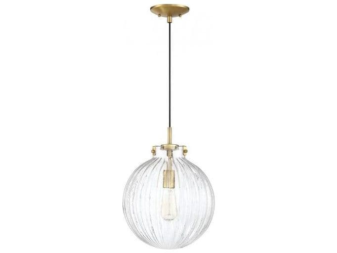 Savoy House Meridian 1-Light Natural Brass Glass Globe Geometric Mini Pendant