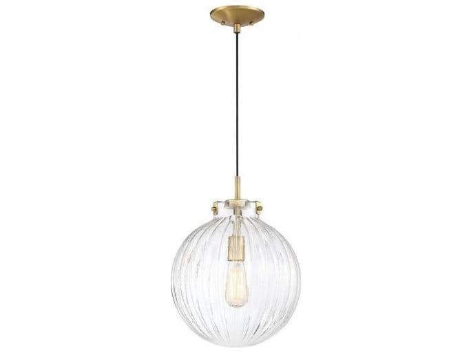 Savoy House Meridian 1-Light Natural Brass Glass Globe Geometric Mini Pendant