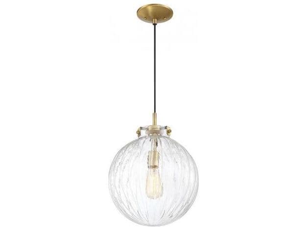 Savoy House Meridian 1-Light Natural Brass Glass Globe Geometric Mini Pendant