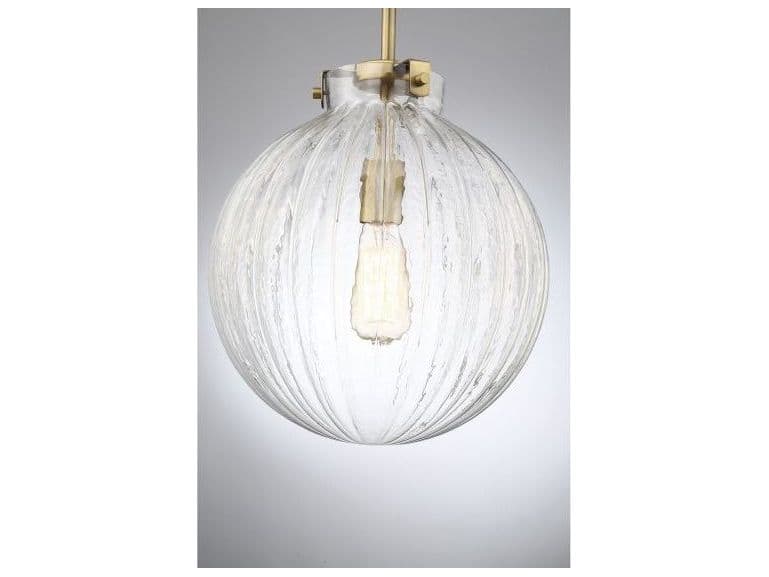 Savoy House Meridian 1-Light Natural Brass Glass Globe Geometric Mini Pendant