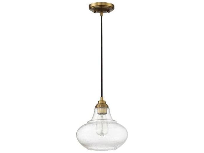 Savoy House Meridian 1-Light Natural Brass Glass Globe Geometric Mini Pendant