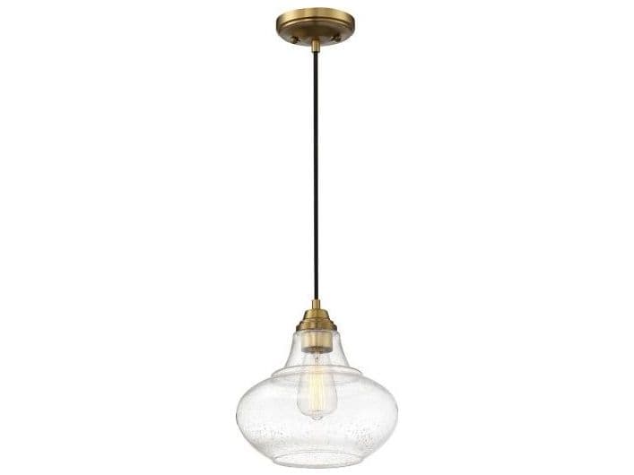 Savoy House Meridian 1-Light Natural Brass Glass Globe Geometric Mini Pendant