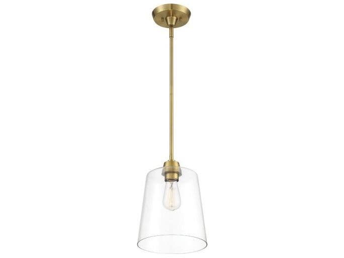 Savoy House Meridian 1-Light Natural Brass Glass Empire Mini Pendant