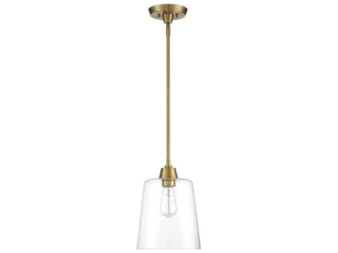 Savoy House Meridian 1-Light Natural Brass Glass Empire Mini Pendant