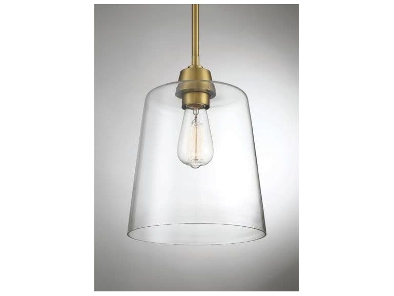 Savoy House Meridian 1-Light Natural Brass Glass Empire Mini Pendant