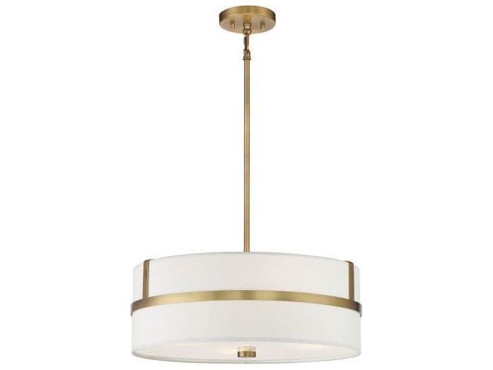 Savoy House Meridian 4-Light Natural Brass Drum Pendant