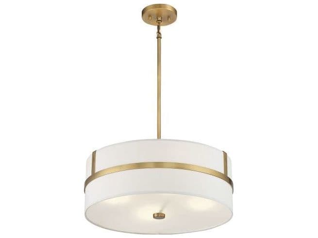 Savoy House Meridian 4-Light Natural Brass Drum Pendant