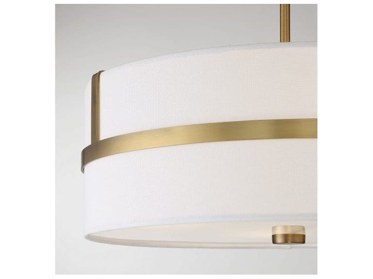 Savoy House Meridian 4-Light Natural Brass Drum Pendant