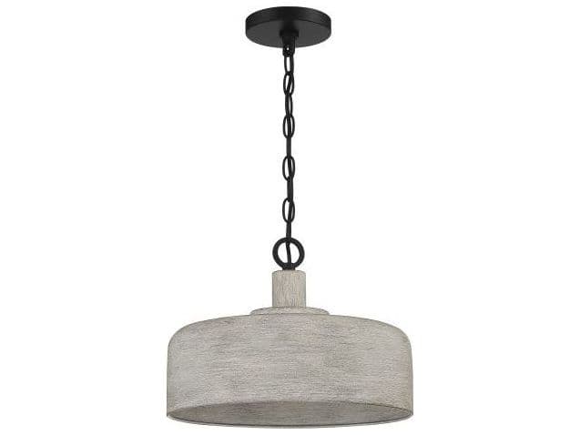 Savoy House Meridian 1-Light Weathered Gray Black Drum Geometric Pendant