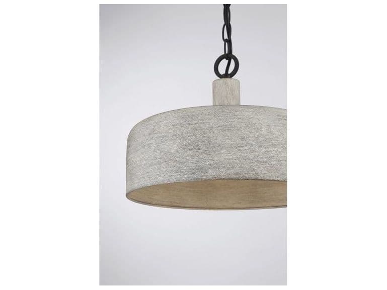 Savoy House Meridian 1-Light Weathered Gray Black Drum Geometric Pendant