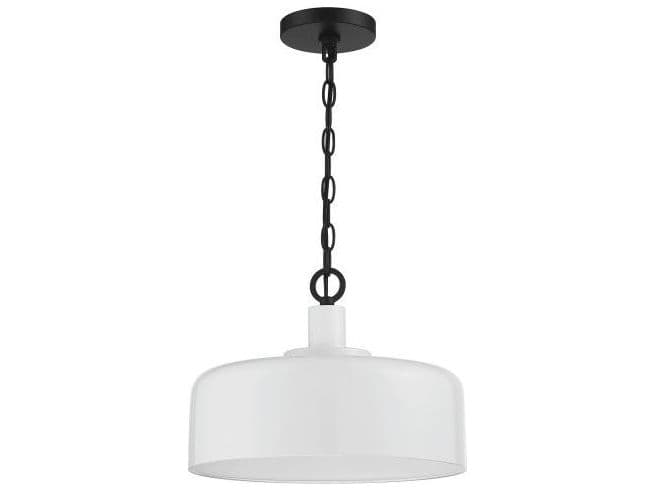 Savoy House Meridian 1-Light White Black Drum Geometric Pendant