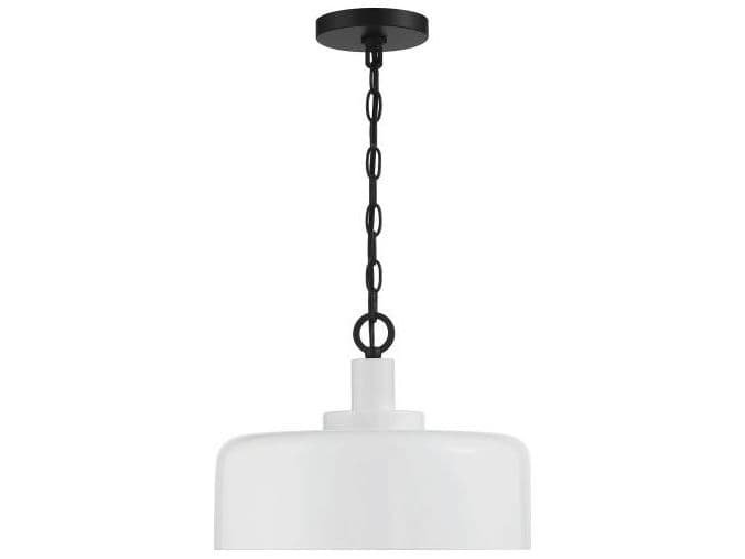 Savoy House Meridian 1-Light White Black Drum Geometric Pendant