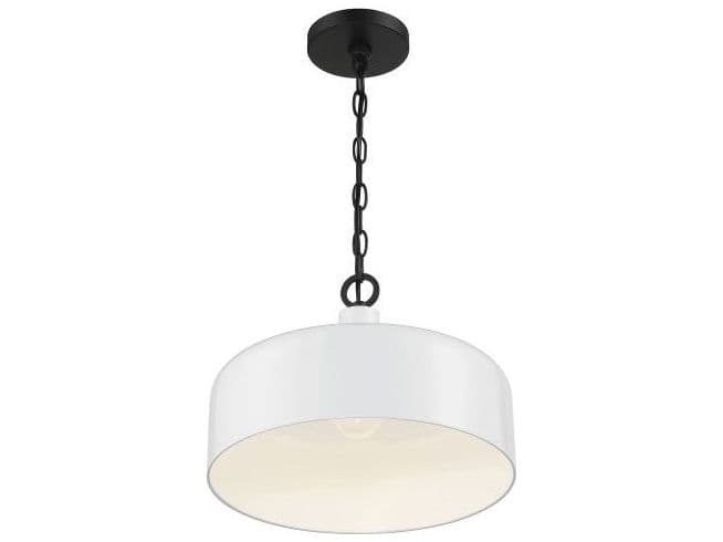 Savoy House Meridian 1-Light White Black Drum Geometric Pendant