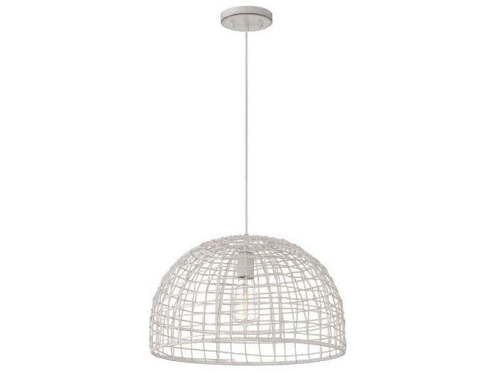 Savoy House Meridian 1-Light White Rattan Wood Dome Geometric Pendant