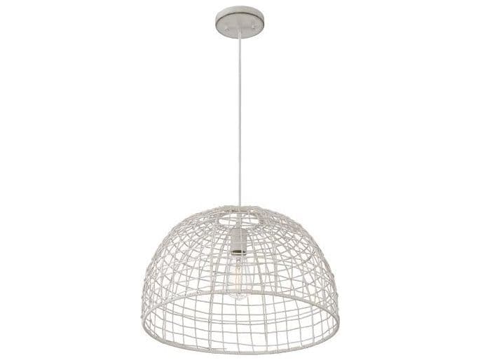 Savoy House Meridian 1-Light White Rattan Wood Dome Geometric Pendant