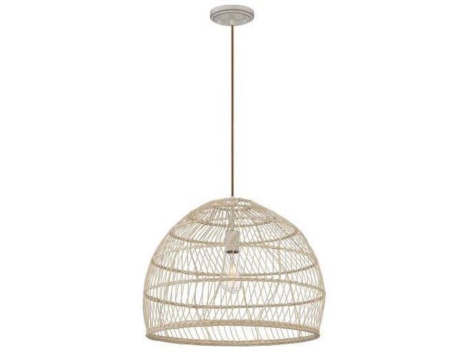 Savoy House Meridian 1-Light Natural Rattan Wood Dome Geometric Pendant