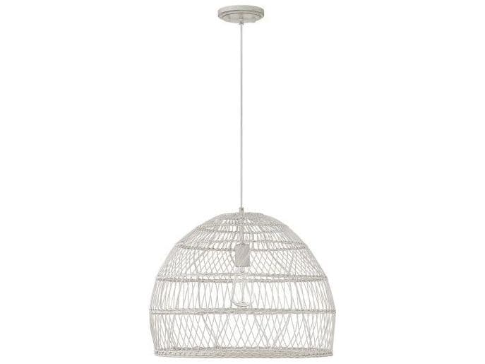 Savoy House Meridian 1-Light White Rattan Wood Dome Geometric Pendant
