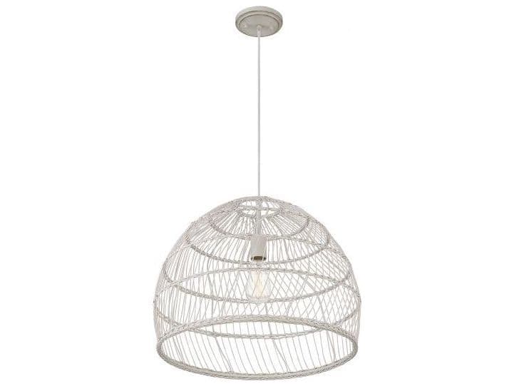 Savoy House Meridian 1-Light White Rattan Wood Dome Geometric Pendant