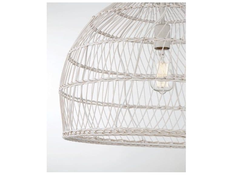 Savoy House Meridian 1-Light White Rattan Wood Dome Geometric Pendant