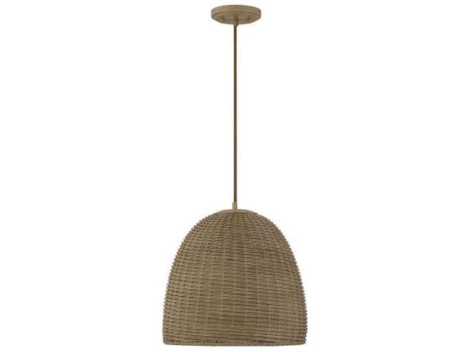 Savoy House Meridian 1-Light Natural Wicker Wood Dome Geometric Pendant