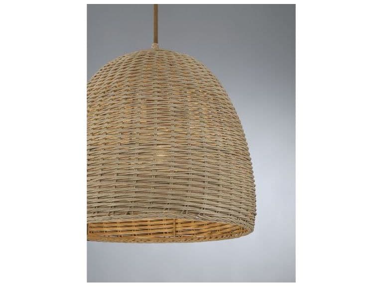 Savoy House Meridian 1-Light Natural Wicker Wood Dome Geometric Pendant