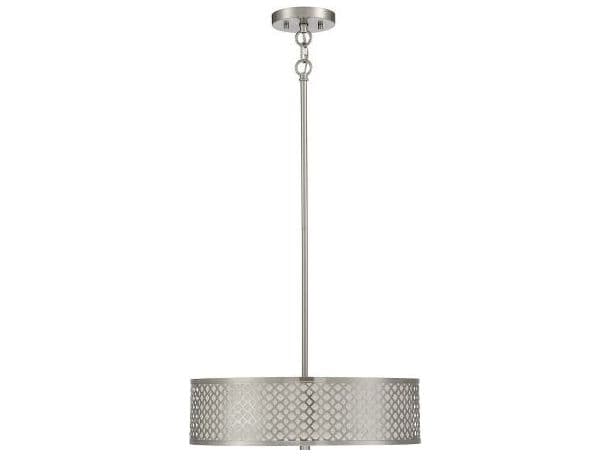 Savoy House Meridian 3-Light Brushed Nickel Drum Geometric Pendant