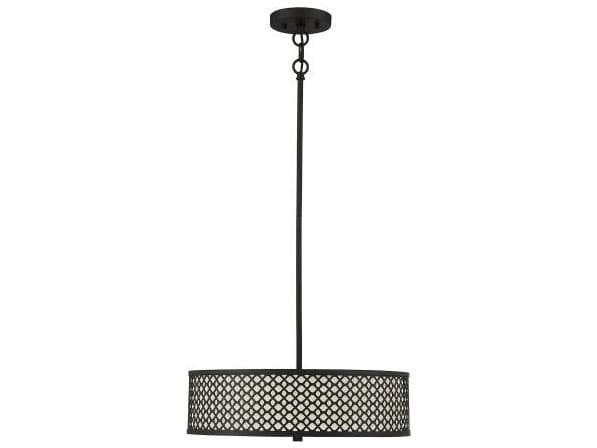 Savoy House Meridian 3-Light Matte Black Drum Geometric Pendant