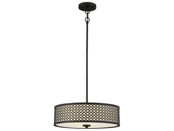 Savoy House Meridian 3-Light Matte Black Drum Geometric Pendant
