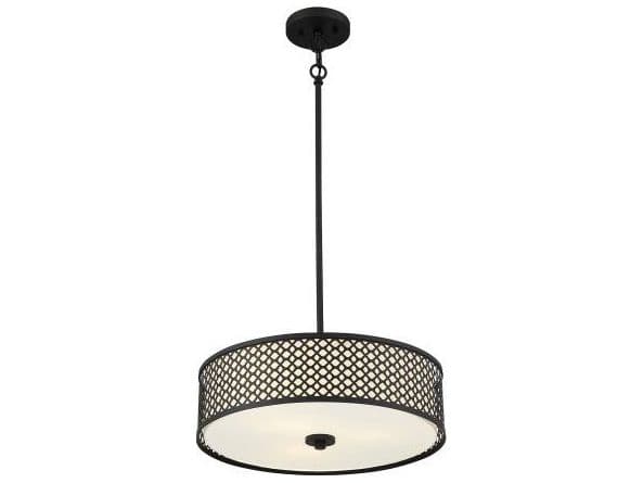 Savoy House Meridian 3-Light Matte Black Drum Geometric Pendant