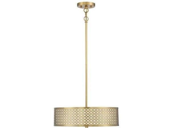Savoy House Meridian 3-Light Natural Brass Drum Geometric Pendant