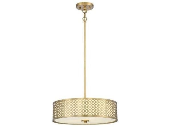 Savoy House Meridian 3-Light Natural Brass Drum Geometric Pendant