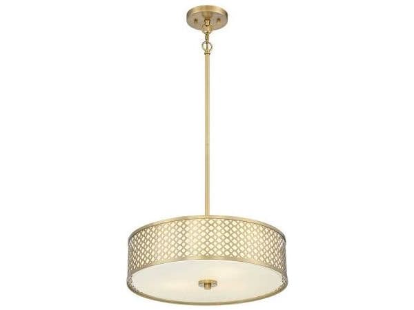 Savoy House Meridian 3-Light Natural Brass Drum Geometric Pendant