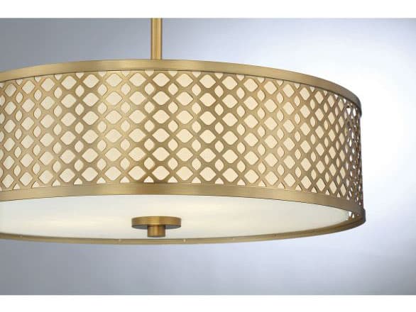 Savoy House Meridian 3-Light Natural Brass Drum Geometric Pendant