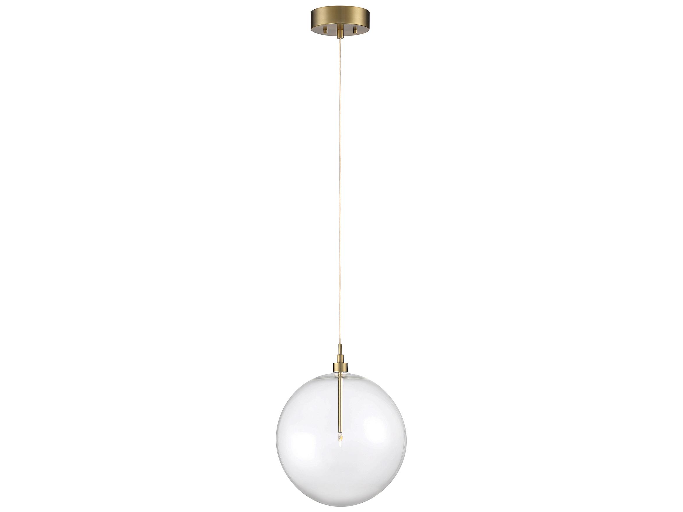 Savoy House Meridian 1-Light Natural Brass Glass LED Globe Pendant